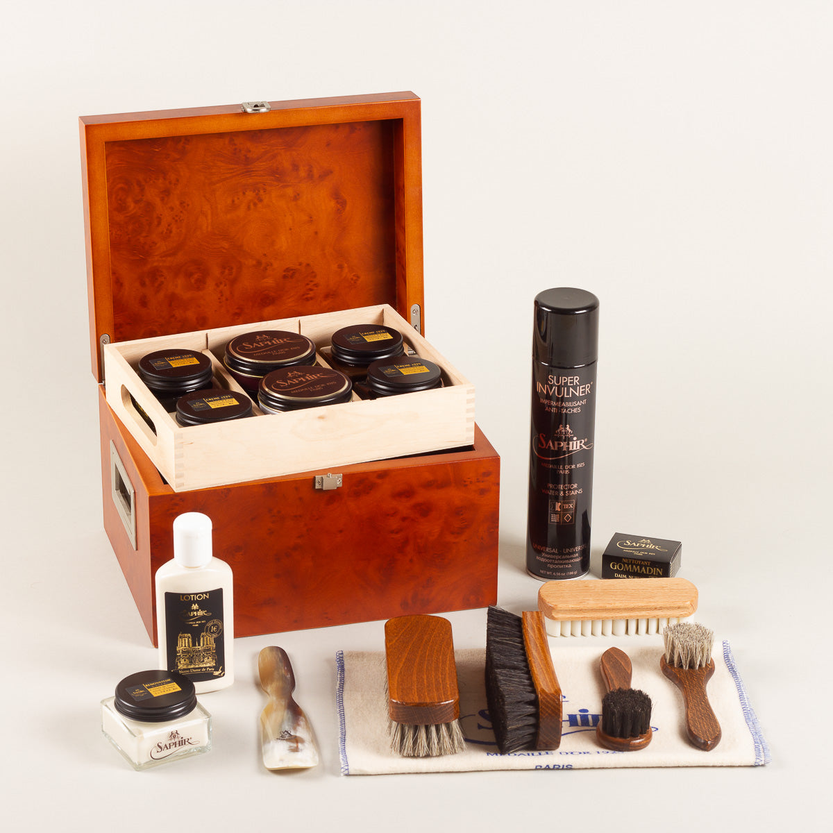 Saphir Médaille d'Or Schoenpoetskist Saphir Deluxe+ - wortelhout