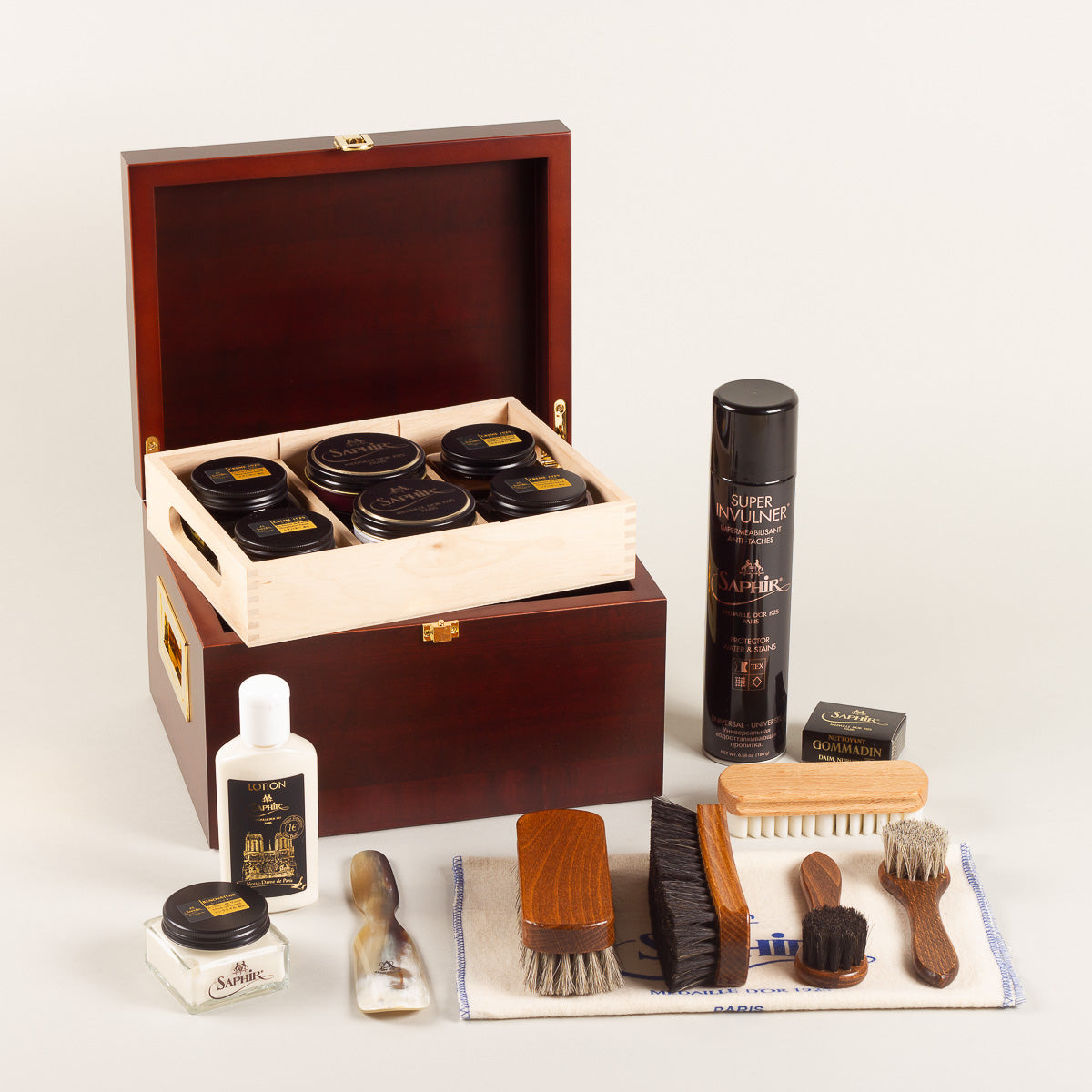 Saphir Médaille d'Or Schoenpoetskist Saphir Deluxe+ - kersenhout