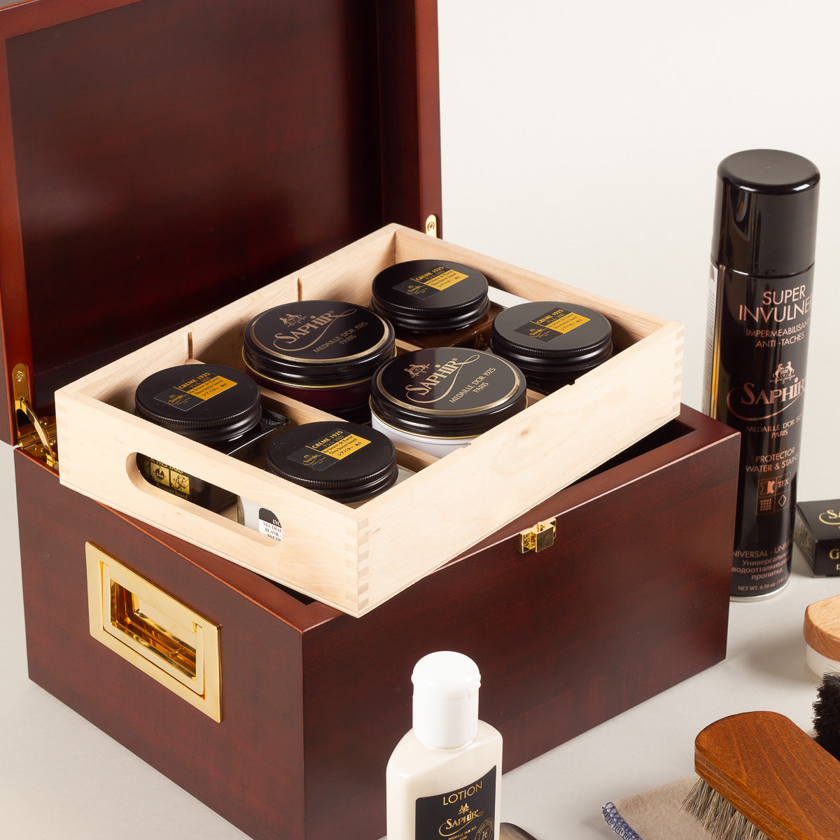 Saphir Médaille d'Or Schoenpoetskist Saphir Deluxe+ - kersenhout