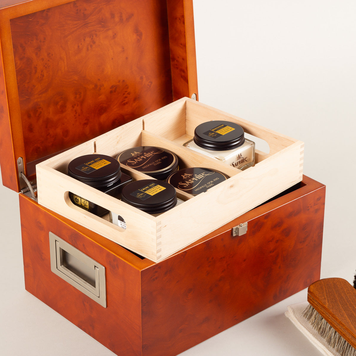 Saphir Médaille d'Or Schoenpoetskist Saphir Deluxe - wortelhout