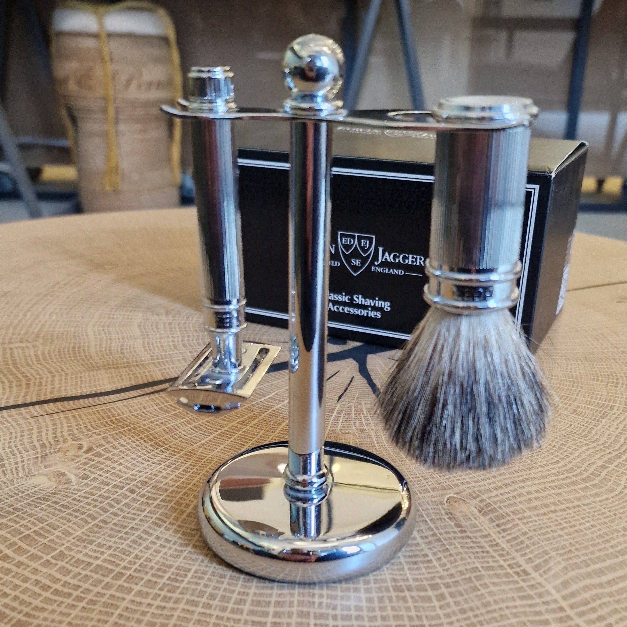 Safety razor scheerset 3-delig chroom - Showmodel