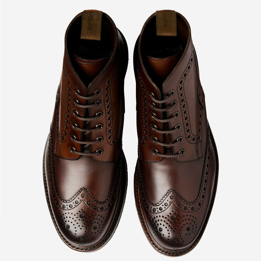 Loake Bedale Wingtip Brogue boot - Donkerbruin - The Shoe Care Shop